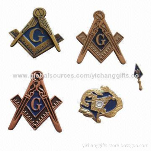 Masonic Lapel Pin, Soft Enamel, with Gold and Antique Plating